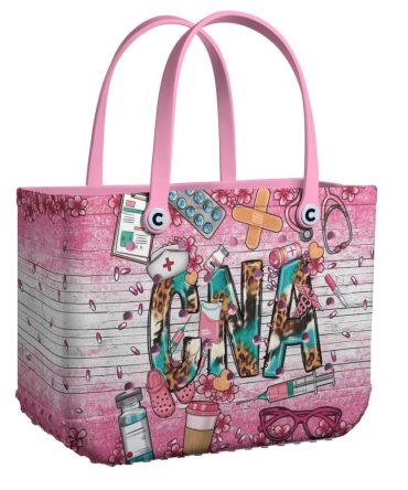 Cna Tote Bag - Nurse-Themed Pink Handbag With Medical Prints - Perfect Gift For Healthcare Workers