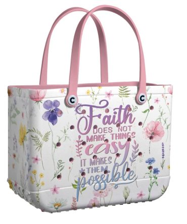 Floral Faith Tote Bag - Inspirational Quote, Durable & Stylish Design For Everyday Use