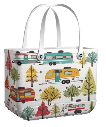 Chic Camper Tote Bag - Vibrant Vintage Trailer Design, Durable & Stylish For Travel & Everyday Use