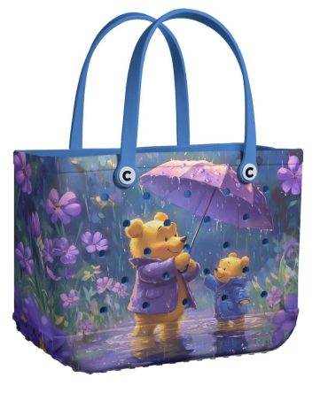 Sure! Here'S A Product Title For Your Bag:

Charming Bear & Cub Tote Bag - Waterproof, Durable Design, Perfect For Shopping & Beach Trips