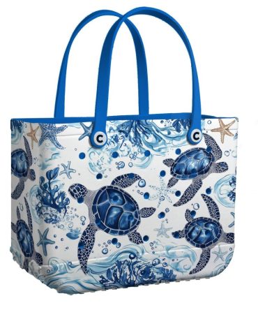 Eco-Friendly Sea Turtle Beach Tote Bag - Ocean Print Waterproof & Durable