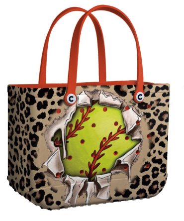 Stylish Leopard Print Tote Bag With Bold Softball Design – Perfect For Sports Lovers & Fashion Enthusiasts