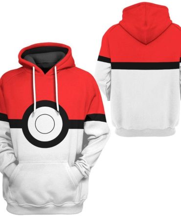 Pokemon Hoodie Pokeball Pokemon Cosplay T-Shirt Red White Unisex Adults New Release