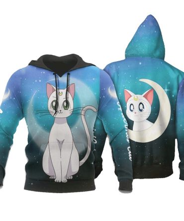 Sailor Moon Hoodie Artermis Cat Graphic Galaxy Hoodie Blue Unisex