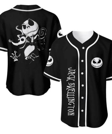 Jack Skellington Baseball Jersey - Nightmare Before Christmas Fan Gear - Unisex Black