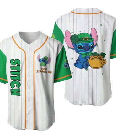 Stitch St. Patrick'S Day Baseball Jersey – Cute & Festive Green Design