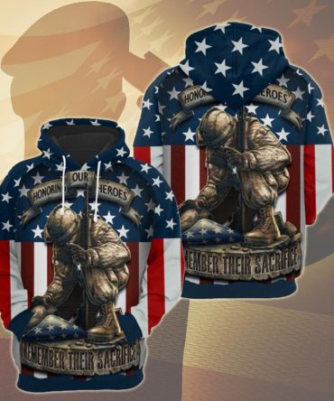 Army Veteran Unisex Hoodie American Flag Remember Their Sacrifice Hoodie For Veteran Lover