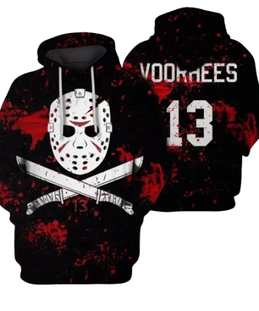Hoodie Jason Voorhees Hoodie Jason Voorhees 13 Bloody Black Red Hoodie Horror Hoodie
