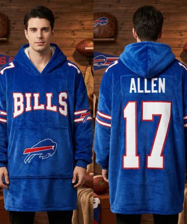 Josh Allen 17 Buffalo Bills Football Hooded Blanket Hoodie
