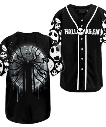 Spooky Halloween Baseball Jersey - Stylish Black & White Jack Design For Fans