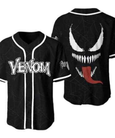 Venom Baseball Jersey - Bold Black Spider Design, Unisex Comic Fan Apparel