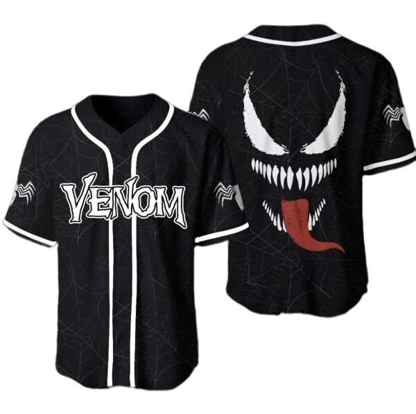 Venom Baseball Jersey - Bold Black Spider Design, Unisex Comic Fan Apparel