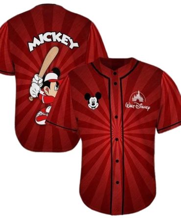 Disney Mickey Baseball Jersey - Red Graphic Tee For Adults & Kids