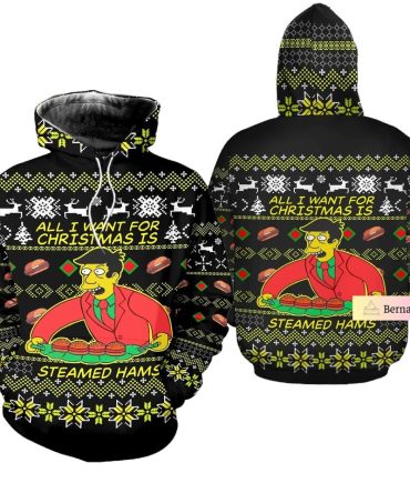The Sympsons Hoodie All I Want For Christmas Is Steamed Hams Hoodie Black Unisex
