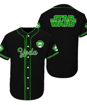 Star Wars Yoda Baseball Jersey – Iconic Black & Green Design, Perfect For Fans!