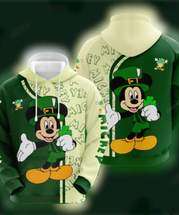 St Patrick Day Disney Hoodie Disney Mk Mouse On St Patrick Day Hoodie