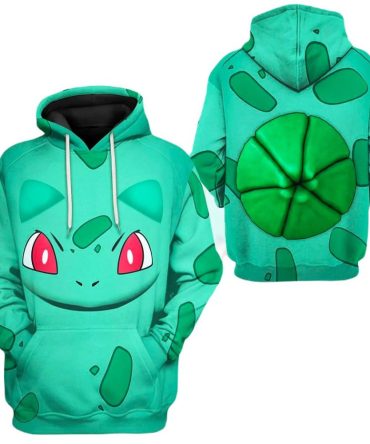 Pokemon Hoodie Bulbasaur Pokemon Cosplay T-Shirt Green Unisex Adults New Release