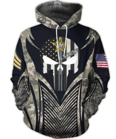 Veteran Hoodie United States Army Veteran Black Grey Camoflage Skull Yellow Star Hoodie Apparel Adult