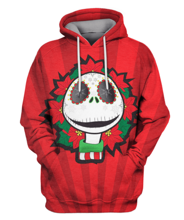 Tnbc Shirt Jack Skellington Christmas Wreath Sugar Skull Red Hoodie Tnbc Hoodie