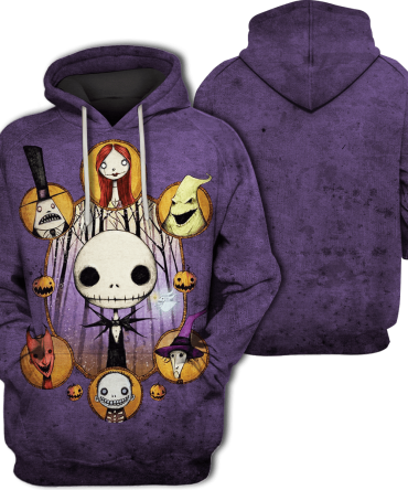 Tnbc Shirt Characters Jack Sally Oogie Boogie Old Purple Hoodie Tnbc Hoodie