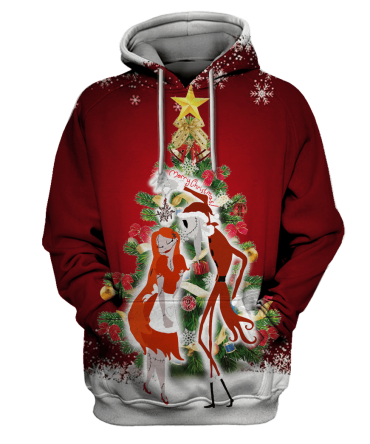 Tnbc Shirt Jack Skellington And Sally Under Christmas Tree Red Hoodie Tnbc Hoodie