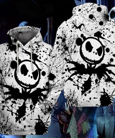 Tnbc Hoodie Jack Skellington Splatter Color Black White Hoodie