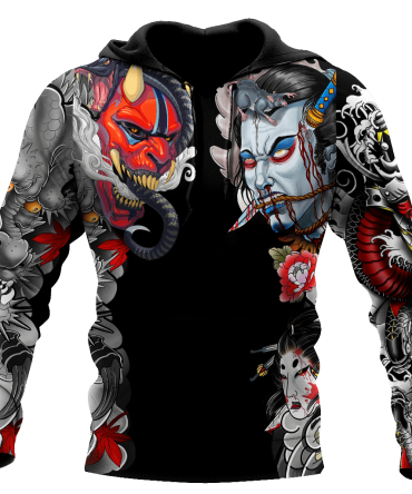 Japan Hoodie Japanese Yokai Tattoo Japan Culture Black Hoodie Japan