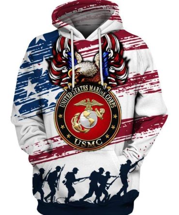 Usmc Vateran Hoodie Us Marine Corps Veteran American Flag Soldiers Hoodie Adult