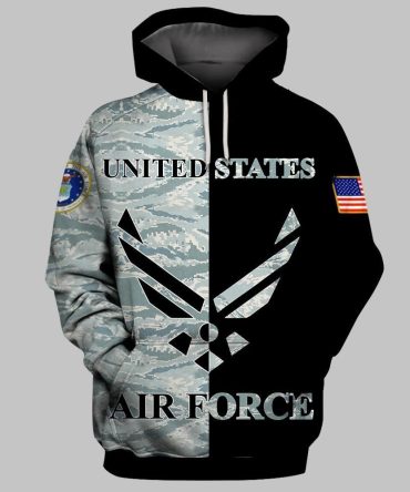 Veteran Hoodie United States Air Force Veteran Logo Black Grey Hoodie