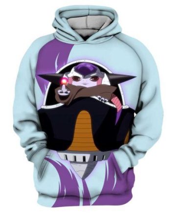Sw Hoodie Frieza Baby Yoda Sw Crossover Dragon Ball Z Blue Hoodie Gift For Sw Fan