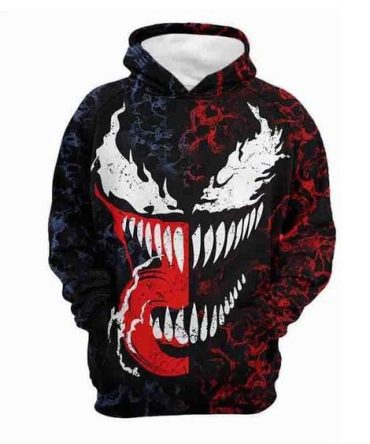 Marvel Hoodie Venom Hoodie Venom And Carnage Half Face Red Black Hoodie