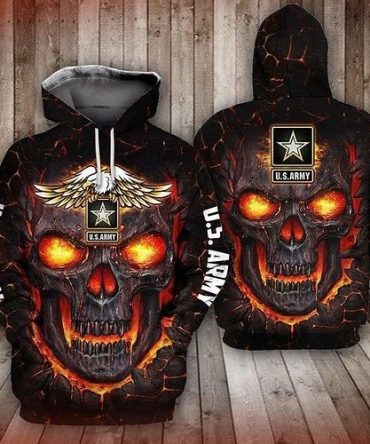Veteran Hoodie Us Army Veteran Red Fire Skull Hoodie Apparel Adult