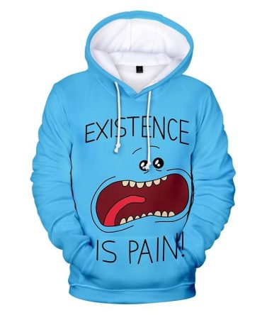 Rick And Morty Hoodie Mr. Meeseeks Existence Is Pain Blue Hoodie