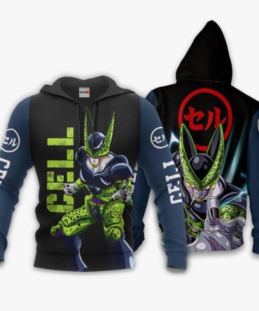 Dragon Ball Z Hoodie Cell Character Black Blue Hoodie