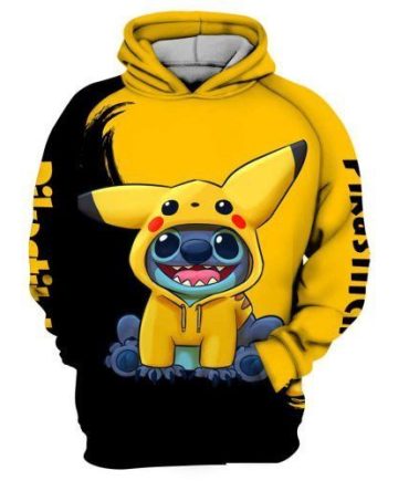 Disney Hoodie Stitch Hoodie Stitch Cosplay Pikachu Pikastitch Yellow Black Hoodie