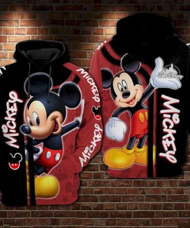 Disney Hoodie Mn Hoodie Mn Mouse Head Symbol Disney Logo Black Red Hoodie