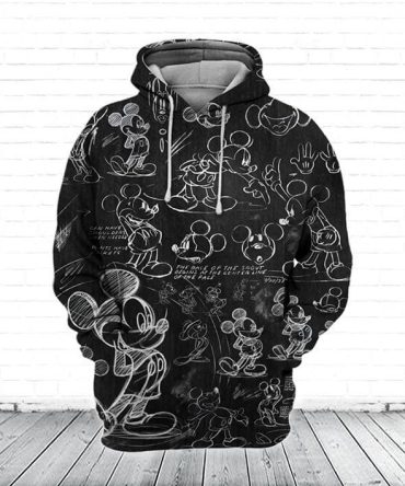 Disney Hoodie Mn Hoodie Mn Drawing Black White Hoodie