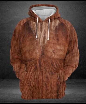 Bigfoot Hoodie Brown Bigfoot Fur Costume 3D Hoodie Apparel Adult