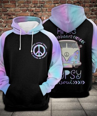 Hippie Hoodie Hippie Heart Gypsy Soul Every Little Thing Is Gonna Be Alright Black Hoodie Apparel Adult
