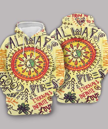 Hippie Hoodie Always Good Vibes Eternals Infinite Yin And Yang Sun Yellow Hoodie Unisex