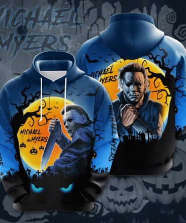 Halloween Hoodie Horror Hoodie Michael Myers Halloween Night Blue Hoodie Michael Myers Hoodie