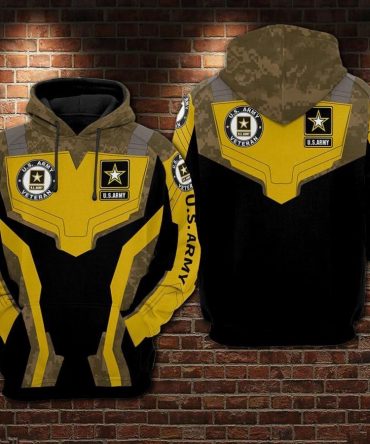 Veteran Apparel Us Army Veteran Yellow Black Camo Hoodie Adult