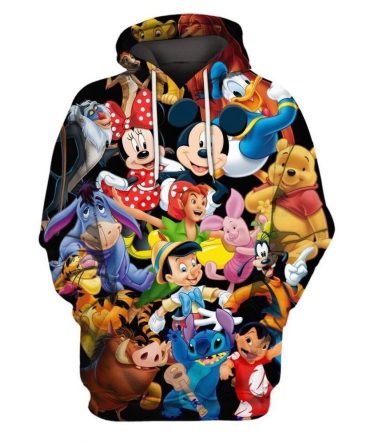 Disney Hoodie Disney All Characters Mn Donald Stitch Pooh 3D Hoodie