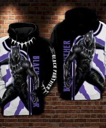 Marvel Hoodie Black Panther Hoodie Marvel Black Panther Black White Hoodie