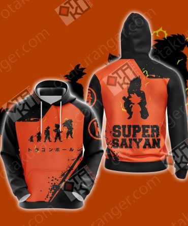 Dragon Ball T-Shirt Goku Silhouette Super Saiyan Growing Orange Black T-Shirt Goku Hoodie For Anime Fan