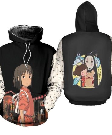 Sghibli Hoodie Chihiro Ogino Studio Ghibli No Face Hoodie Black White Unisex
