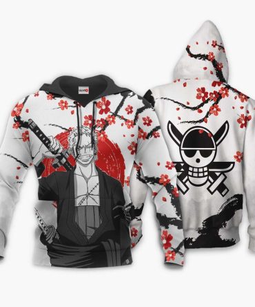 One Piece Hoodie Roronoa Zoro Pirate Emblem Roronoa Zoro Japanese Style Black White Hoodie