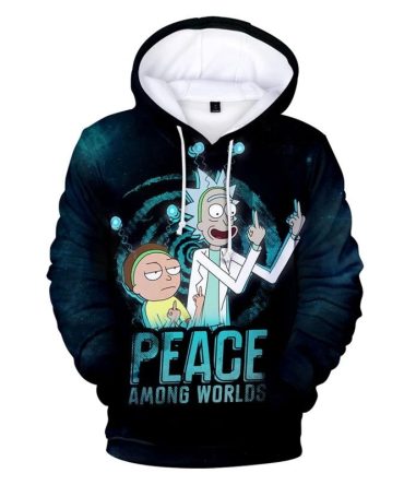 Rick And Morty Hoodie Peace Among World Black Hoodie
