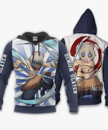 Demon Slayer Hoodie Inosuke Hashibira Grey Hoodie Kimetsu No Yaiba Hoodie Demon Slayer