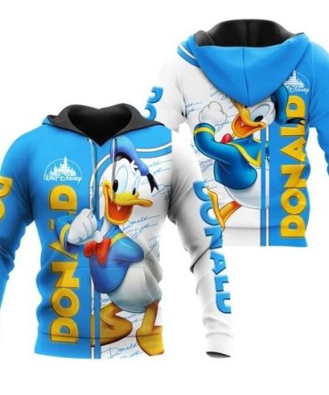 Disney Hoodie Donald Duck Blue White Signature Hoodie